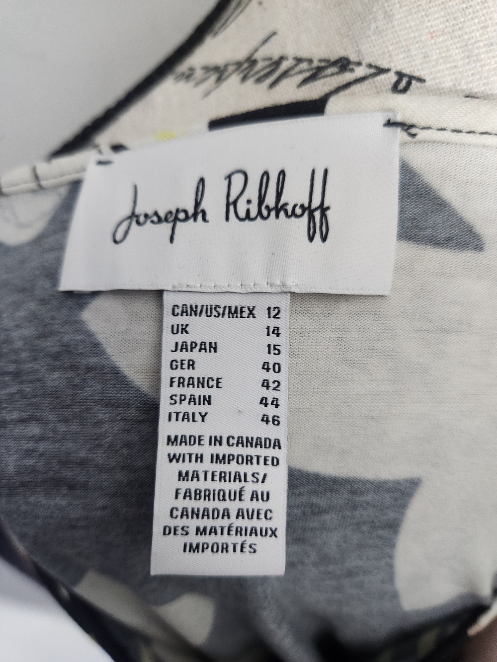 Joseph Ribkoff Black and White Printed Top - Picture 7 of 7